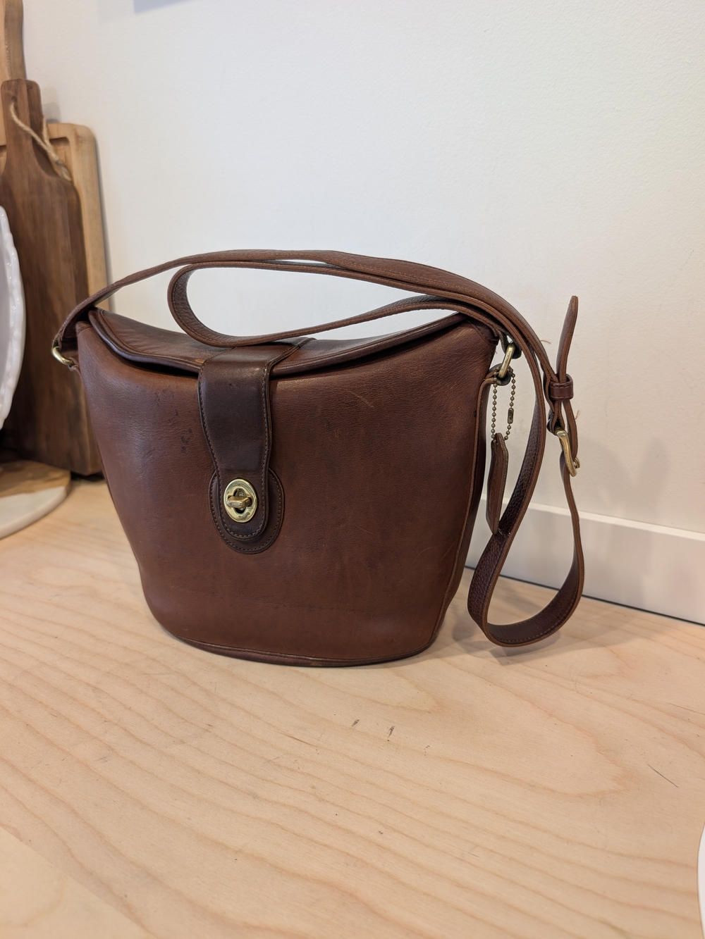 VTG 1995 Coach Nottingham Binocular Bag 9948 - Rare Two-Tone Mahogany & Taupe - Picture 2 of 13